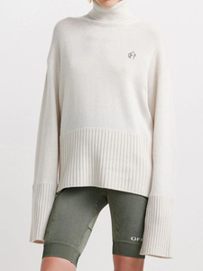 오프화이트 여성 니트 스웨터 High neck 스웨터 로고 OWHF022F21KNI001