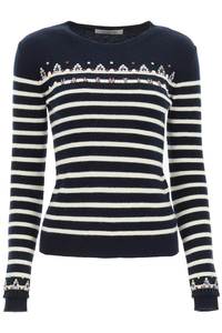 발렌티노 여성 니트 스웨터 sequin embroidered striped sweater WB3KC25L6N5 671
