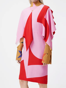 버버리 여성 원피스 드레스 Red and pink crepe de chine silk dress 8046802