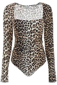가니 GANNI 여성 상의 leopard 프린트 bodysuit A3694 943