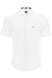 보스 남자 셔츠 short-sleeved jersey with curved logo 50452428 100